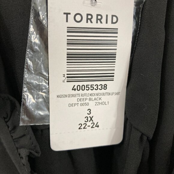 New Torrid 3X Madison Georgette Ruffle Mock Neck Button Up Shirt Preppy Office - Picture 5 of 12